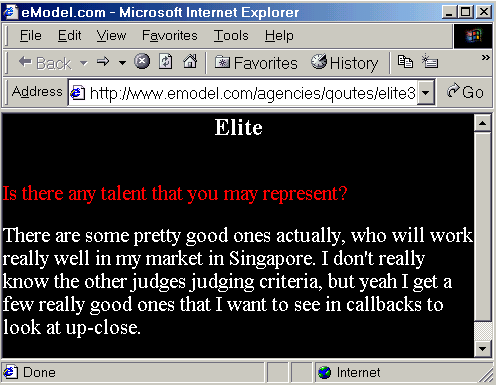 Elite Singapore quote for emodel.com advertising